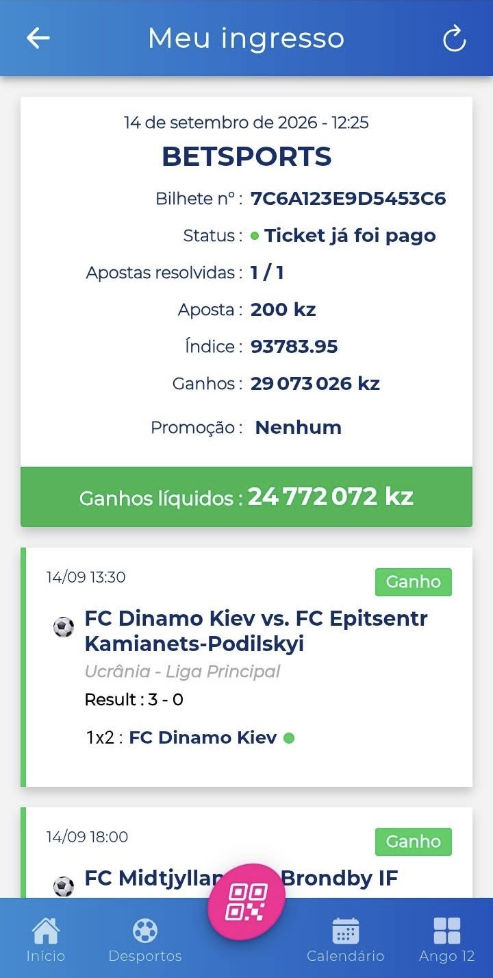 Bilhete da IA ganho